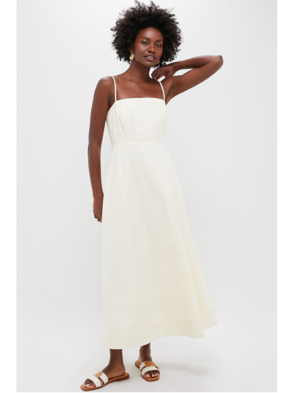 Tuckernuck Reah Ecru Maxi Dress Size S Sleeveless Square Neck Pockets Adjustable